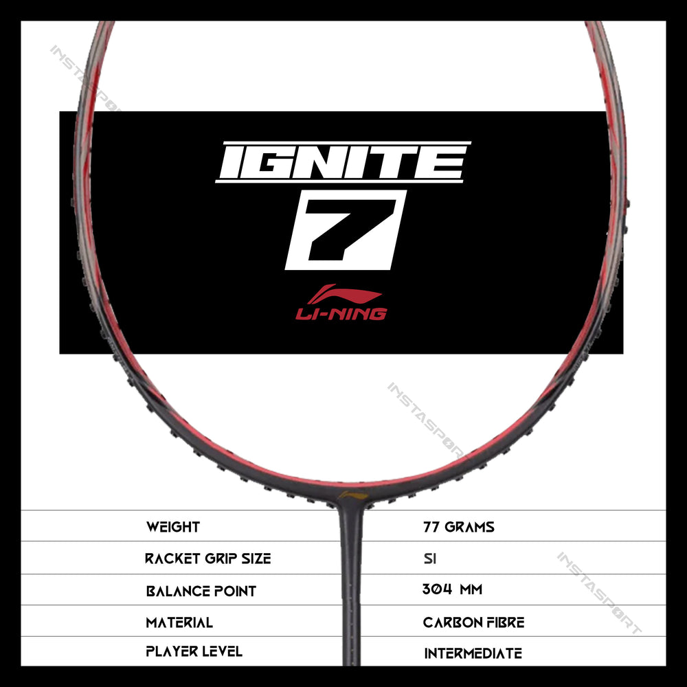 Li-Ning Ignite 7 Badminton Racket (Dark Grey/ Red) - InstaSport