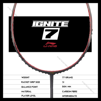 Li-Ning Ignite 7 Badminton Racket (Dark Grey/ Red) - InstaSport