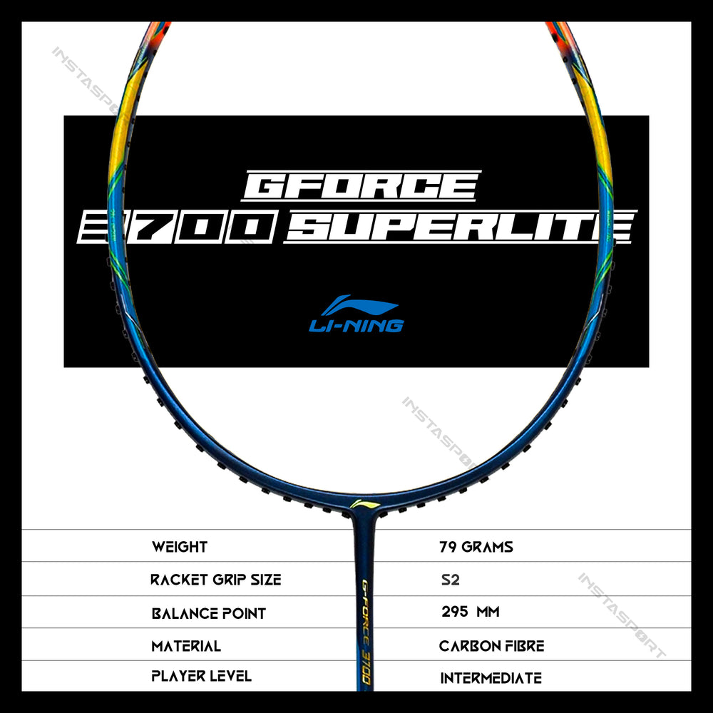 Li-Ning GForce 3700 Superlite Badminton Racket (Navy/Orange) - InstaSport