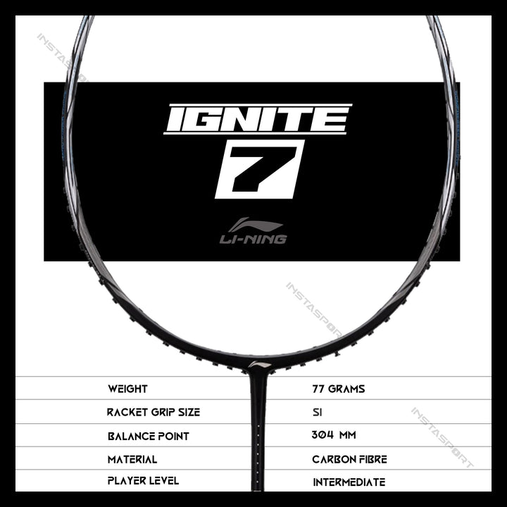 Li-Ning Ignite 7 Badminton Racket (Black/Silver) - InstaSport