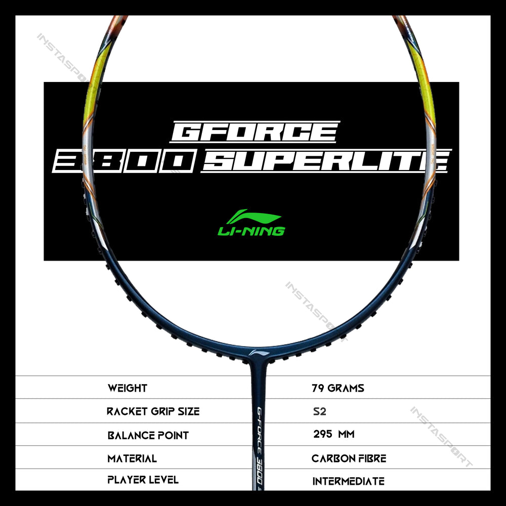 Li-Ning GForce 3800 Superlite Badminton Racket (Navy/ Copper) - InstaSport