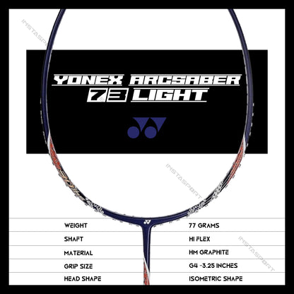 Yonex Arcsaber 73 Light Badminton Racket (Dark Blue) - InstaSport