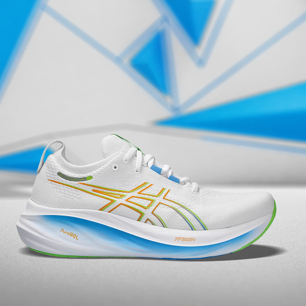 ASICS GEL NIMBUS 26 MEN'S (WHITE/ WATERSCAPE) RUNNING SHOES - InstaSport