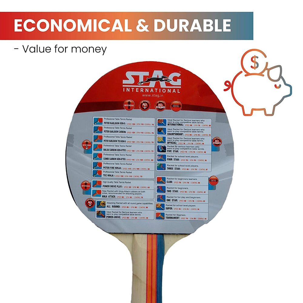 Stag 3 Star Table Tennis Racquet - InstaSport