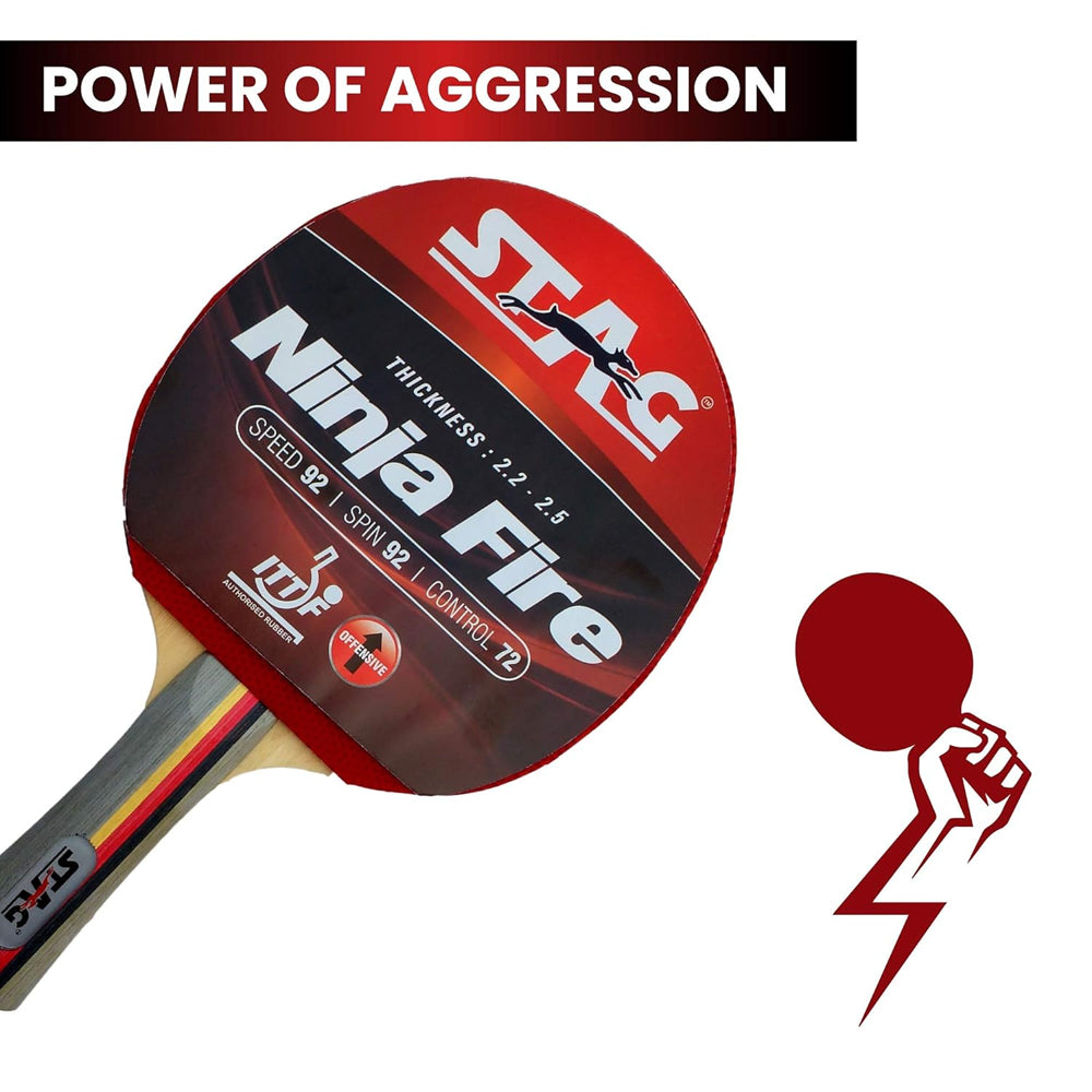 Stag Ninja Fire Table Tennis Racquet - InstaSport