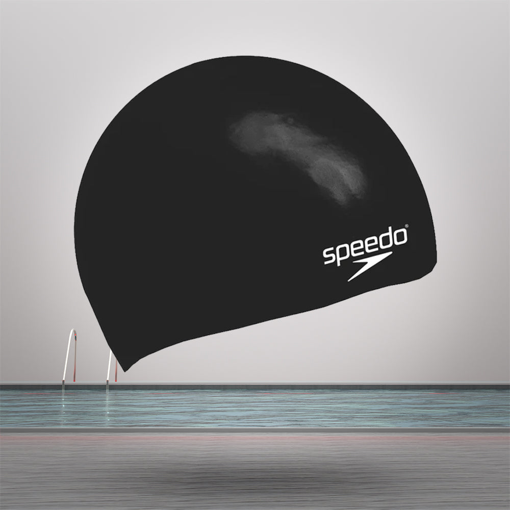 Speedo Unisex Junior Moulded Silicone Swim Caps (Black)