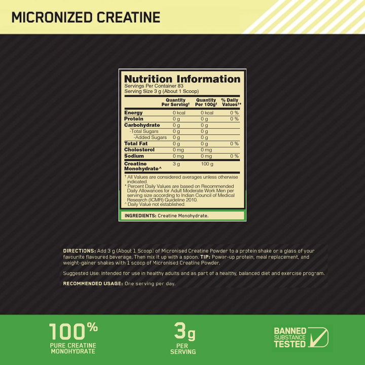 Optimum Nutrition Micronised Creatine Powder - (Unflavoured) - InstaSport