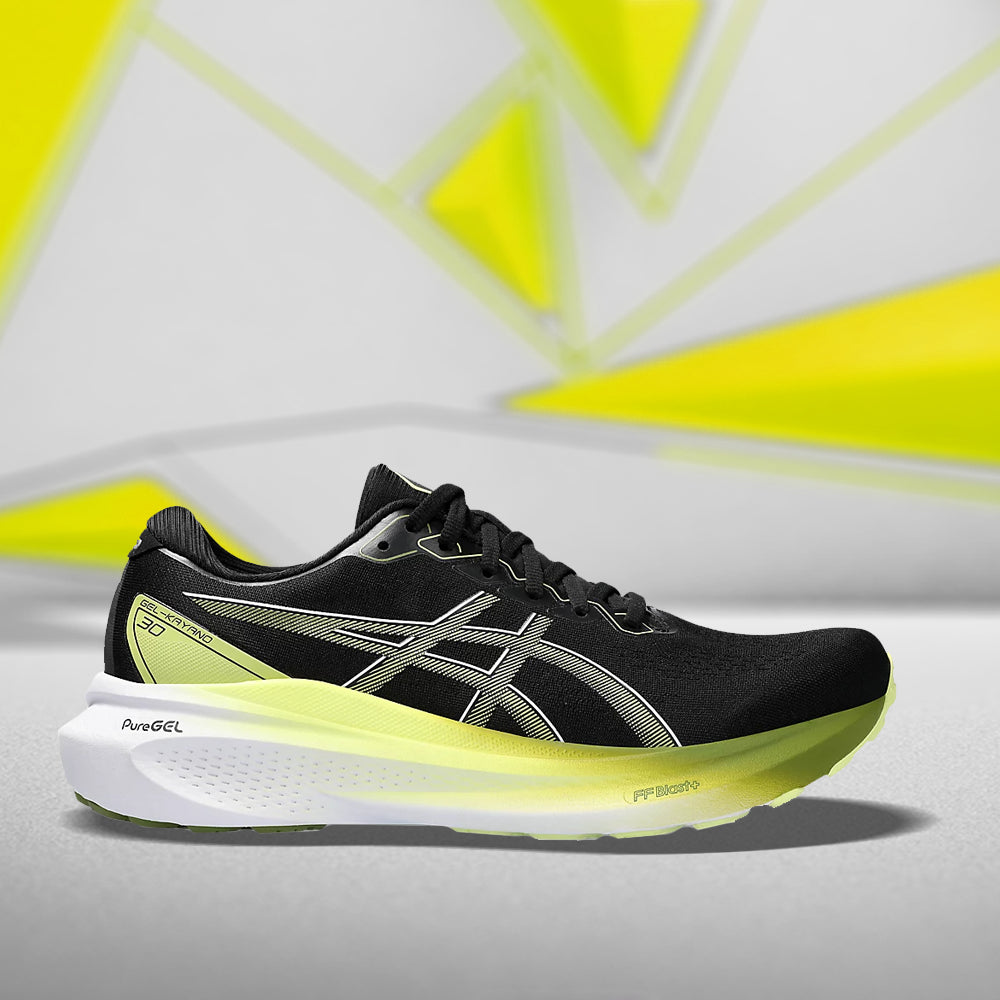 ASICS GEL KAYANO 30 (F) - (BLACK/ GLOW YELLOW) RUNNING SHOES - InstaSport