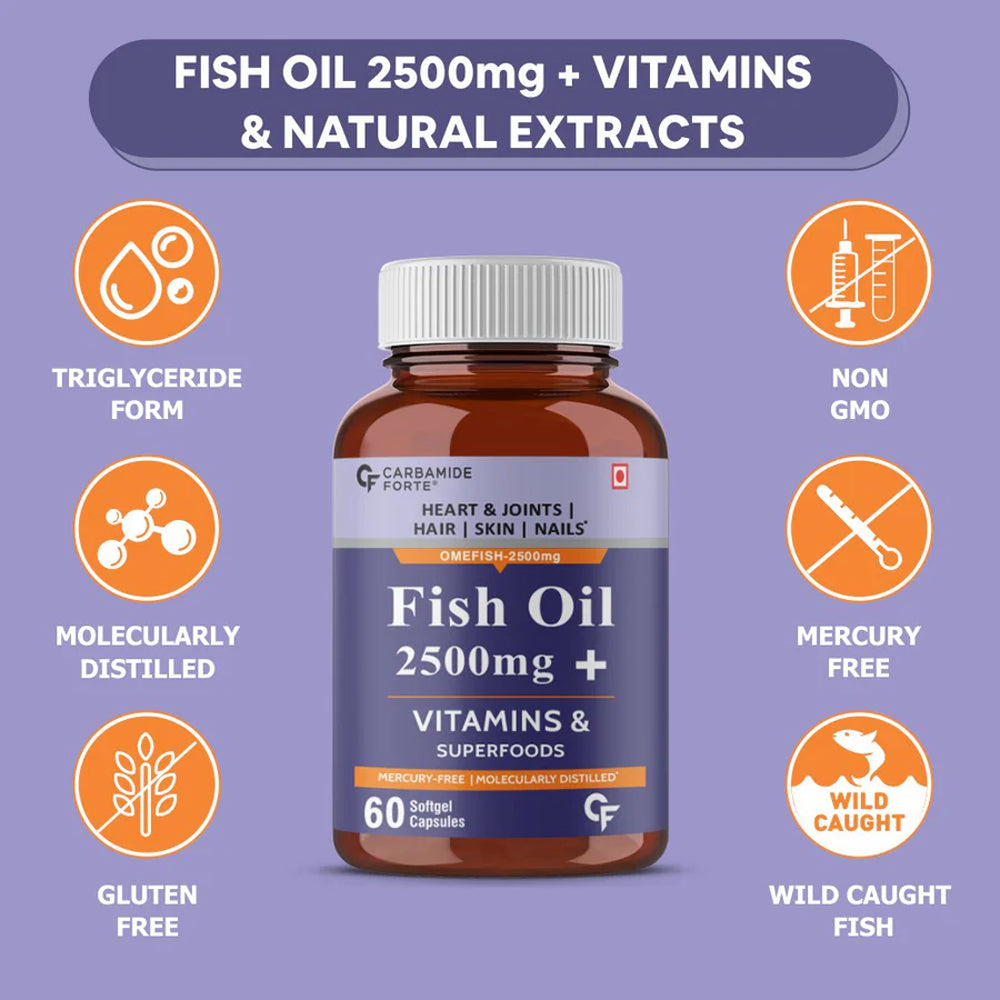 Carbamide Forte Fish Oil 2500mg- 60 Capsules - InstaSport