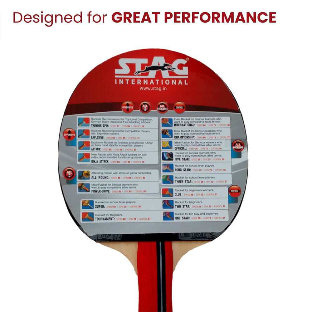 Stag Championship Table Tennis Racquets - InstaSport