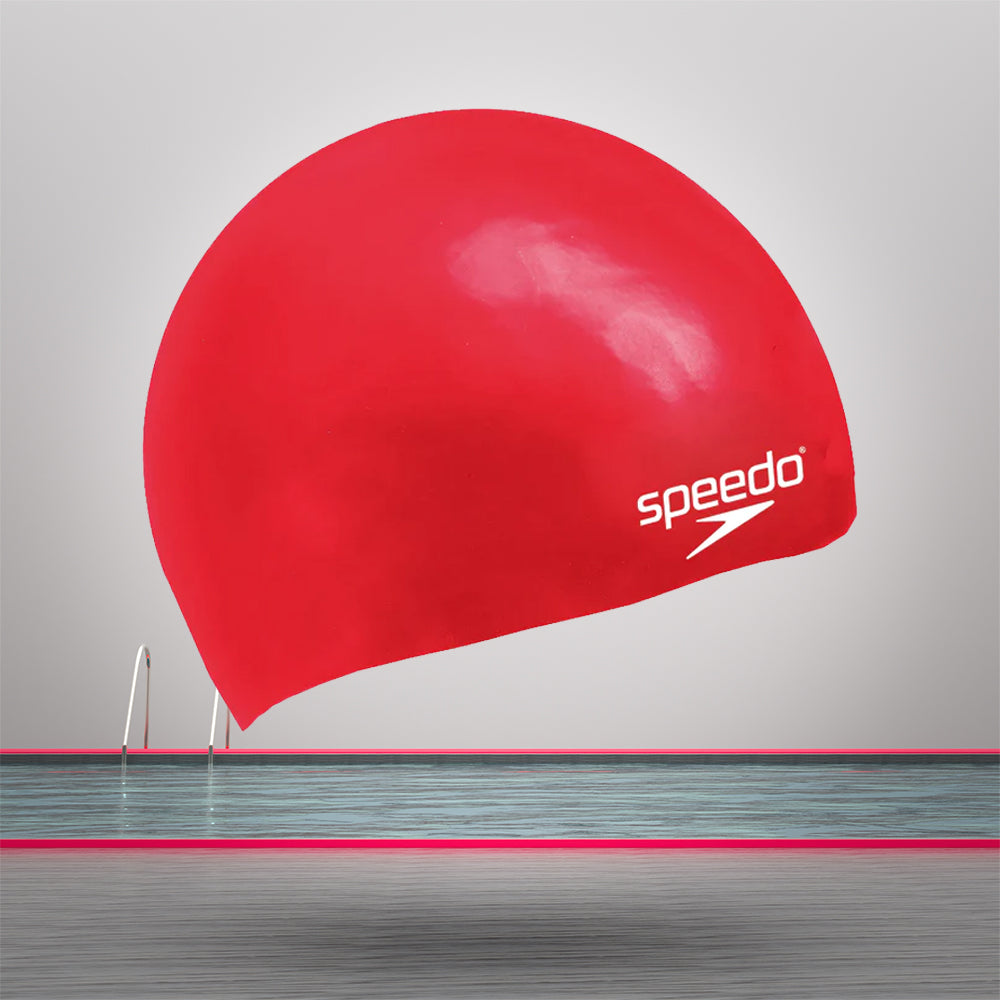 Speedo Unisex Junior Moulded Silicone Swim Caps (Red)