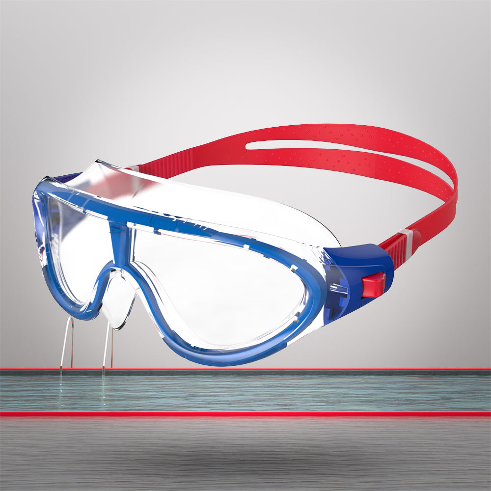 Speedo Unisex Junior Rift Clear - Lens Goggles (Lava Red & Beautiful Blue)