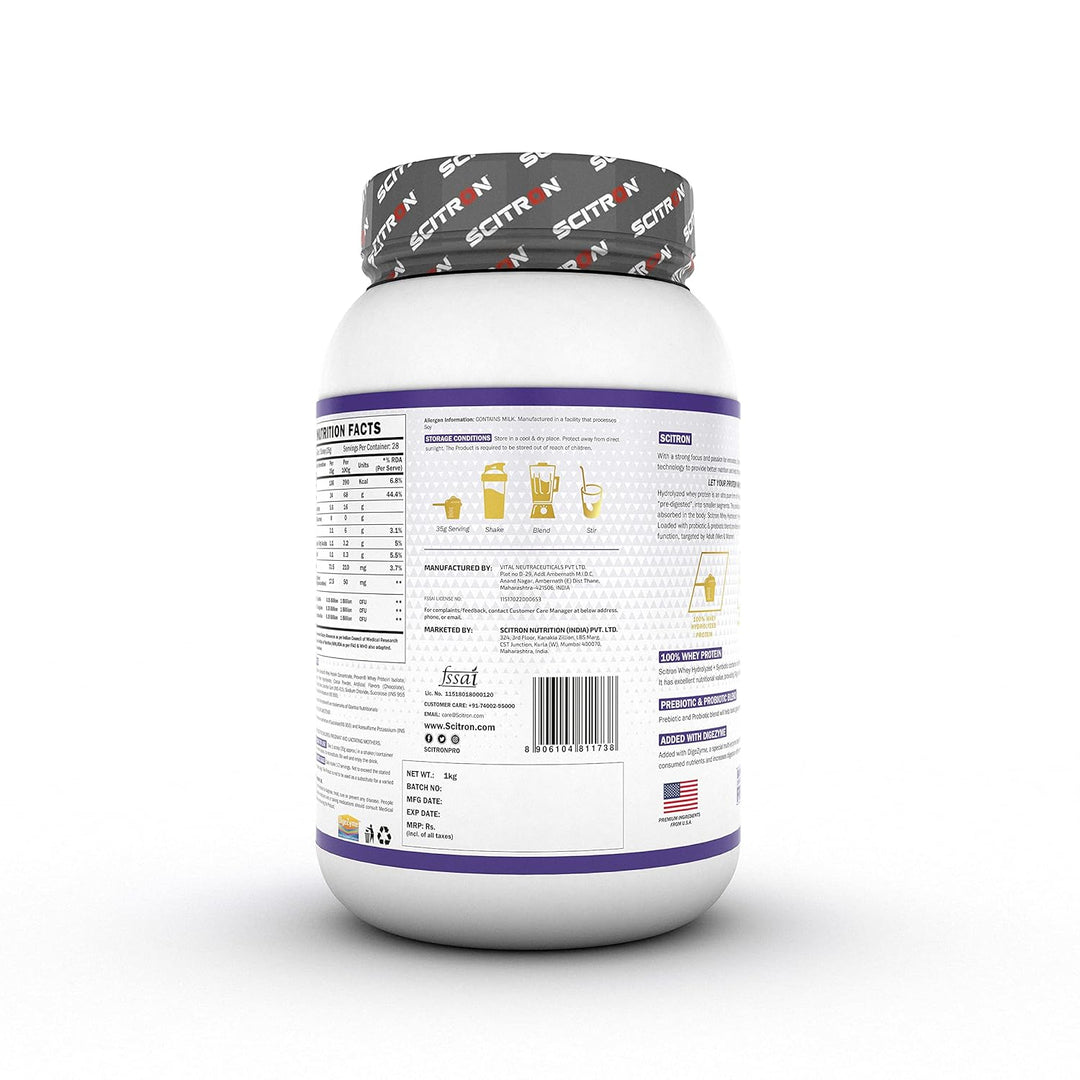 Scitron Whey Hydrolized+ Synbiotic Whey Protein - (Chocolate) - InstaSport