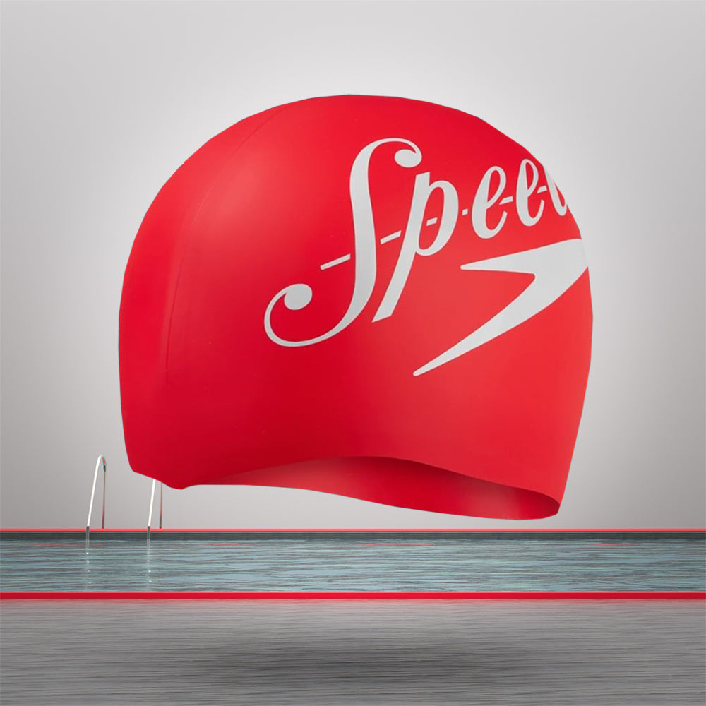 Speedo Unisex Adult Slogan Printed Swim Cap (Red/White)