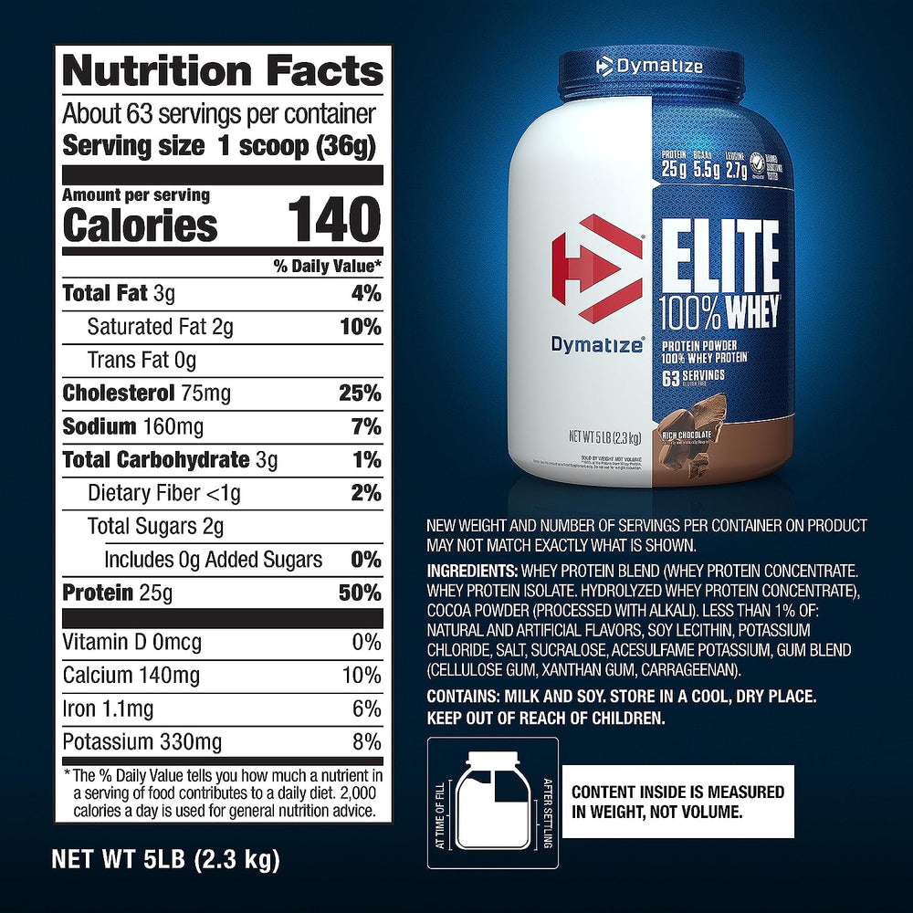 Dymatize  Elite 100% whey Protein - Chocolate - 5 lbs - InstaSport
