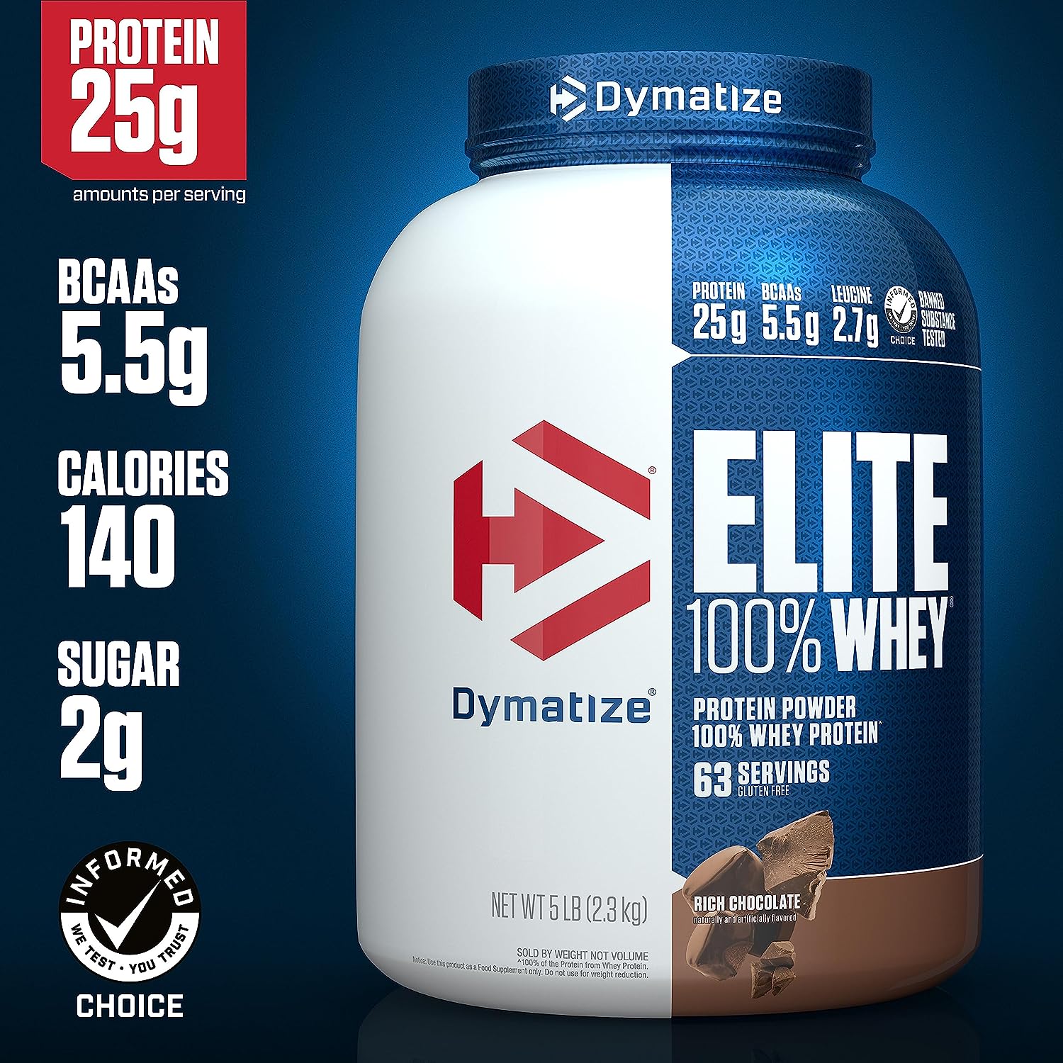 Dymatize  Elite 100% whey Protein - Chocolate - 5 lbs - InstaSport