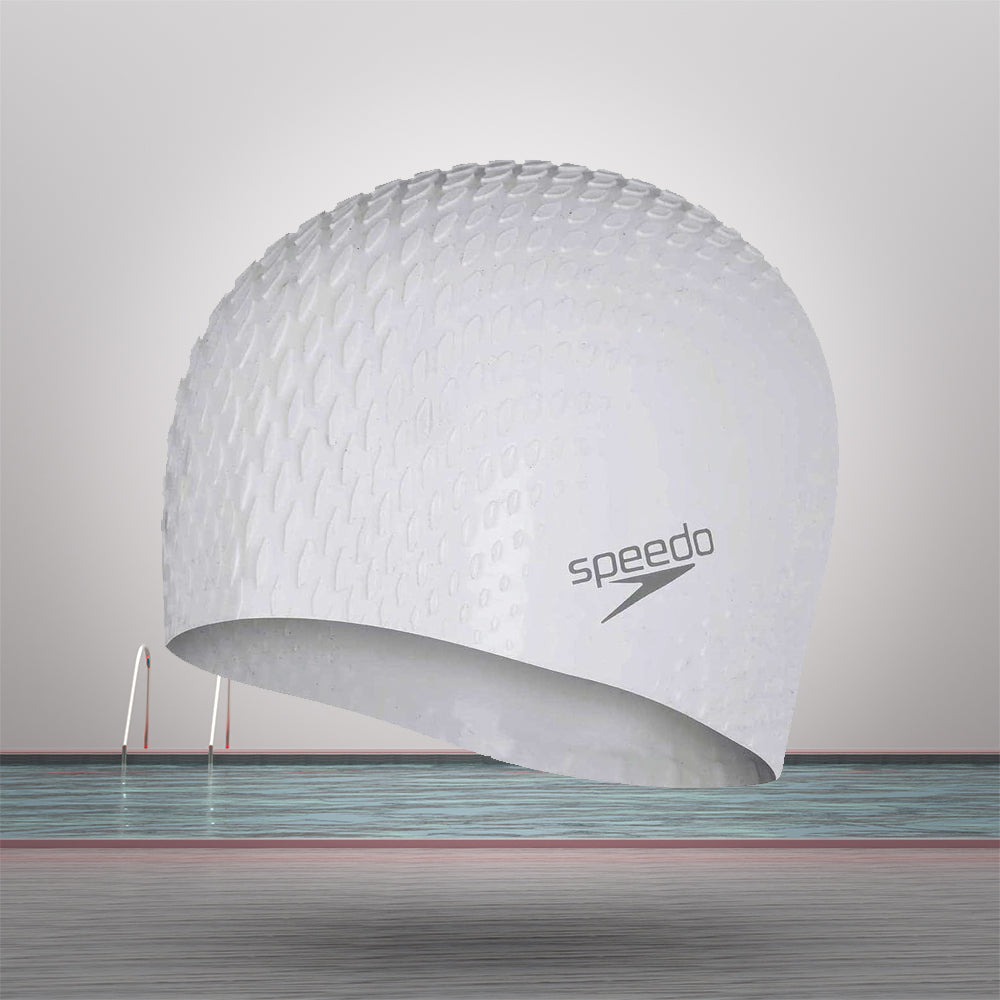 Speedo Unisex Adult Bubble Active + Swim Cap (White)
