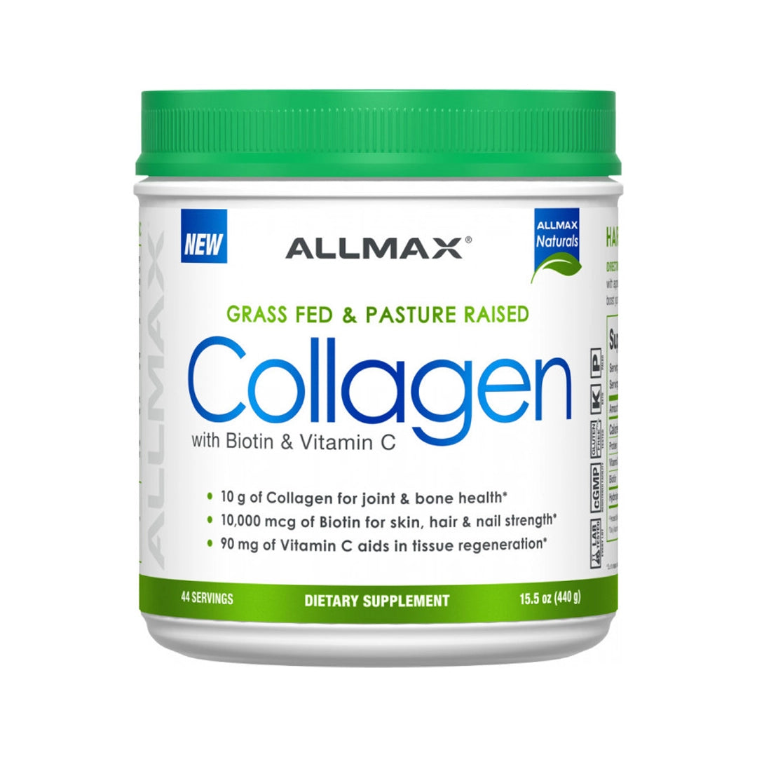 ALLMAX Nutrition Grass Fed & Pasture Raised Collagen (Biotin + Vitamin C) - 440g