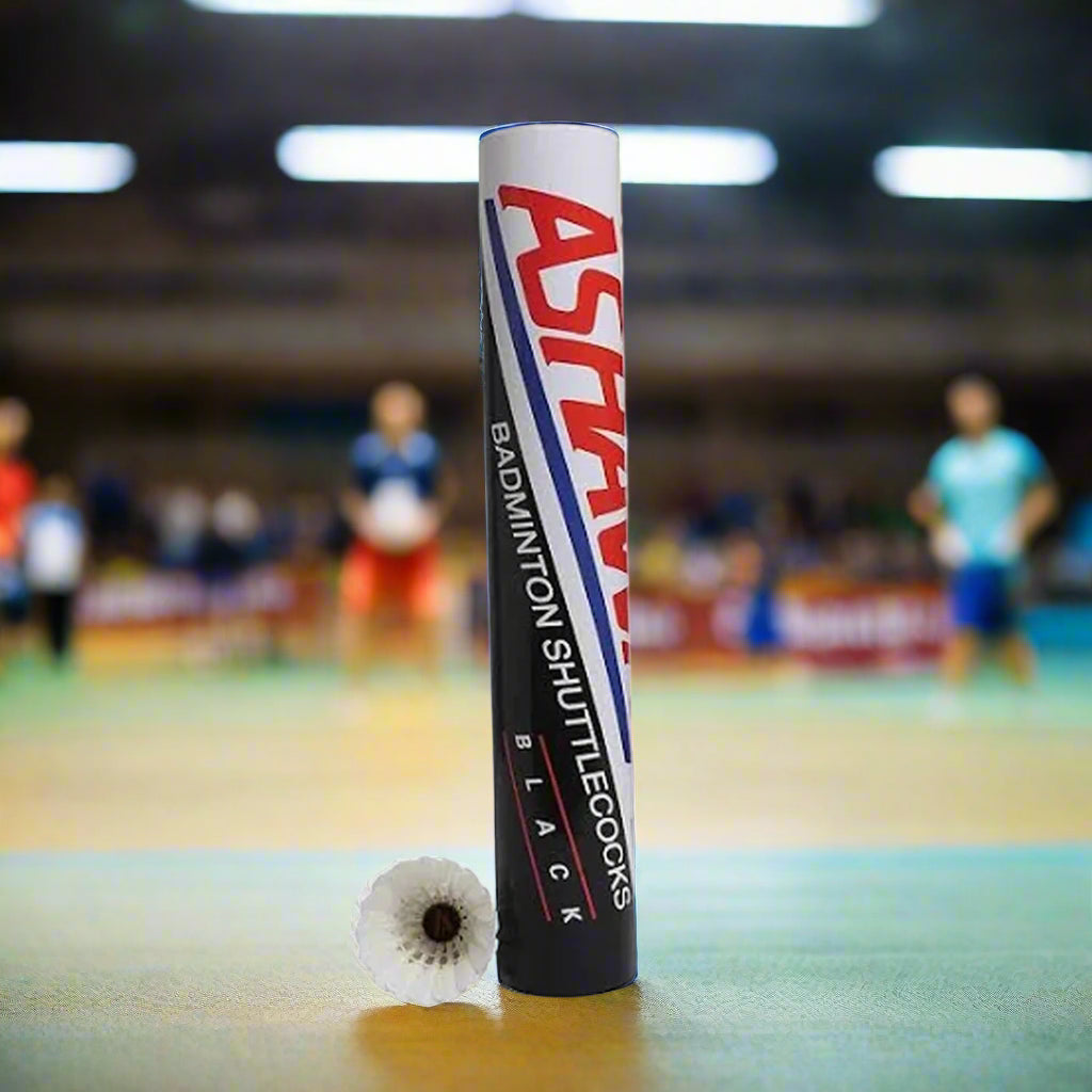 ASHAWAY_BLACK_BADMINTON_FEATHER_SHUTTLECOCK_FRONT_INSTASPORT