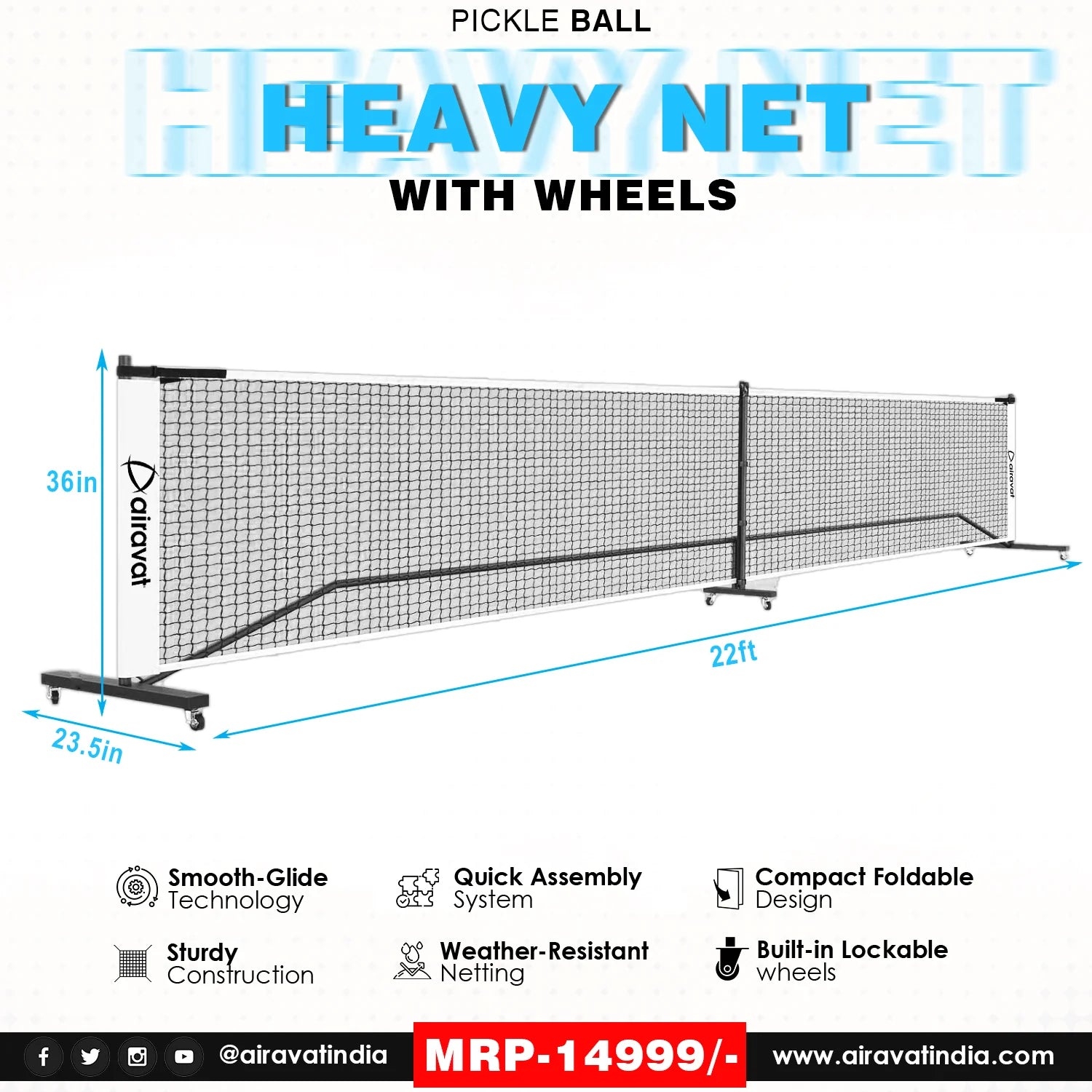 Airavat_Pickleball_Heavy_Net_With_Wheel_Spec_Instasport