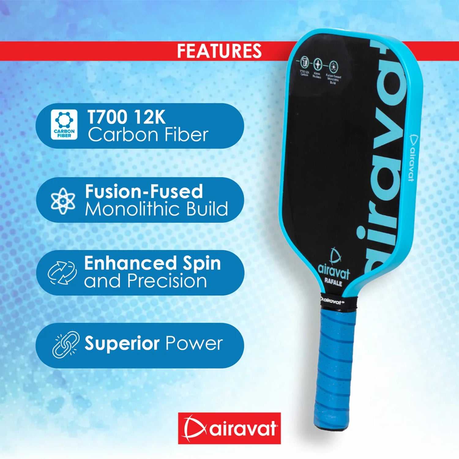 Airavat_Rafale_Pickleball_Paddle_7409_Cyan_Specview_Instasport