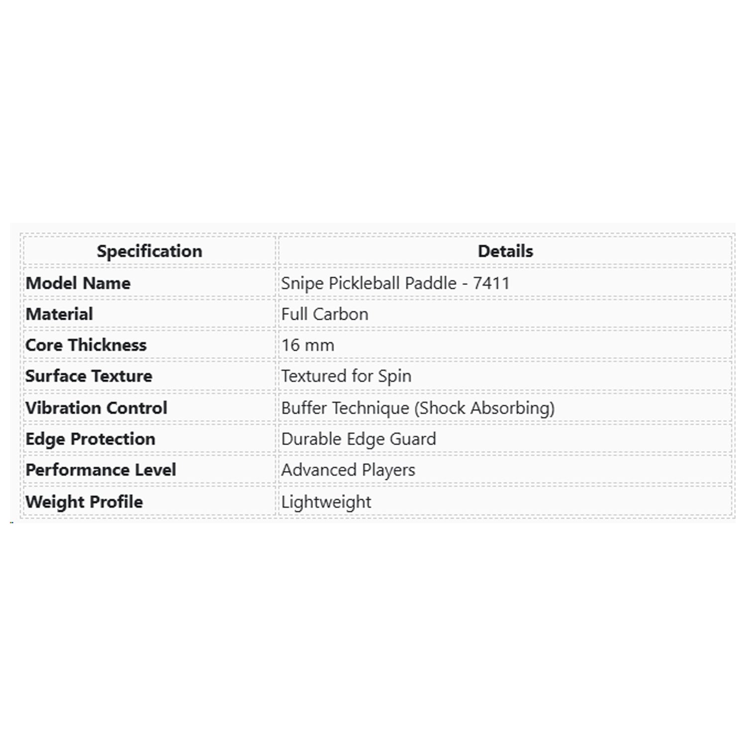 Airavat_Snipe_7411_Pickleball_Paddle_Specifications_InstaSport