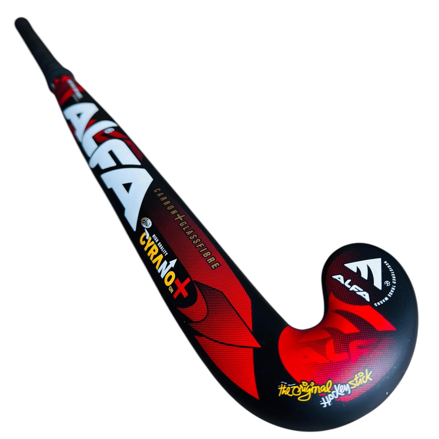 Alfa_Cyrano_Painted_Wooden_Hockey_Stick_Red_Black_Full_InstaSport