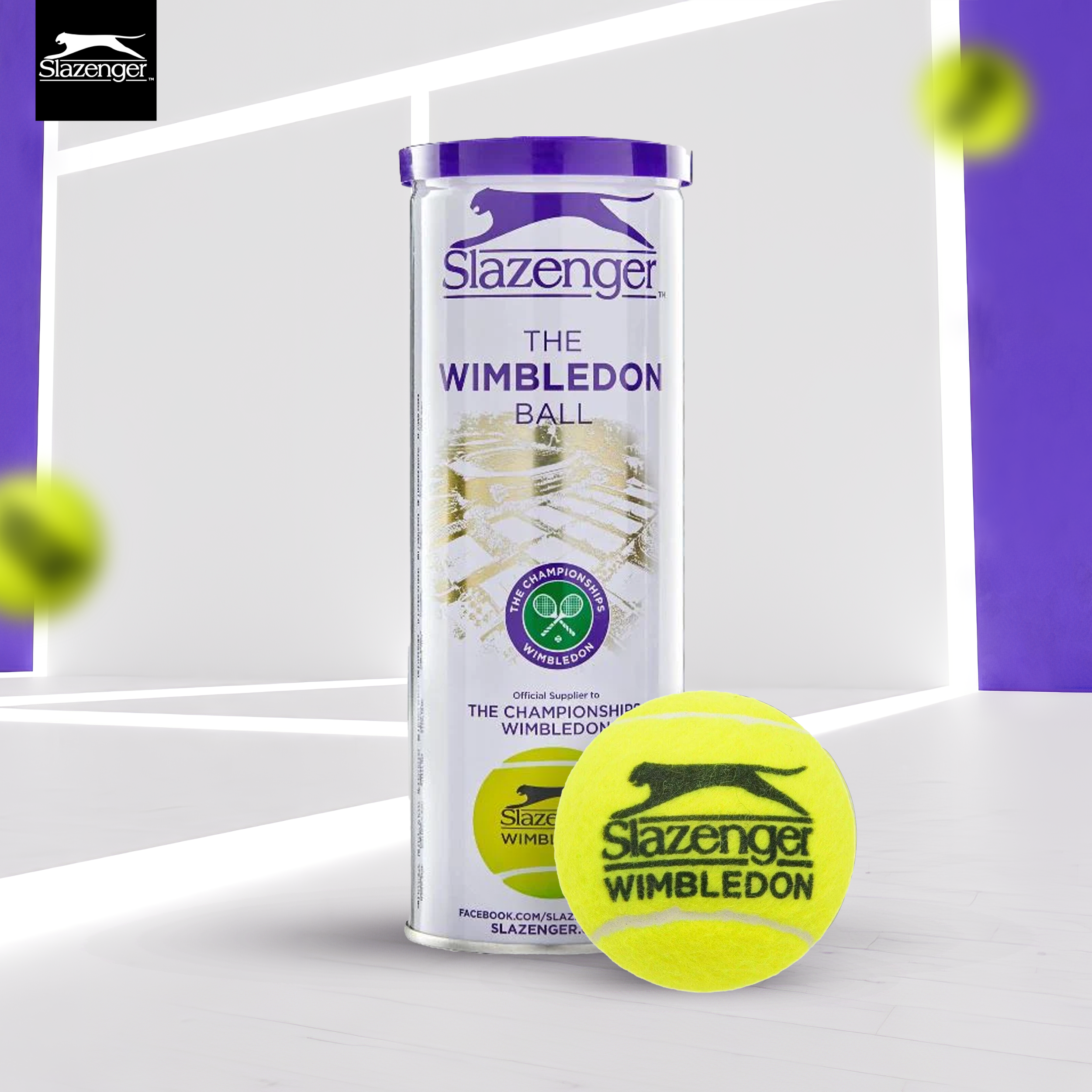 Slazenger Wimbledon Multicolour Tennis Ball (3 Balls)