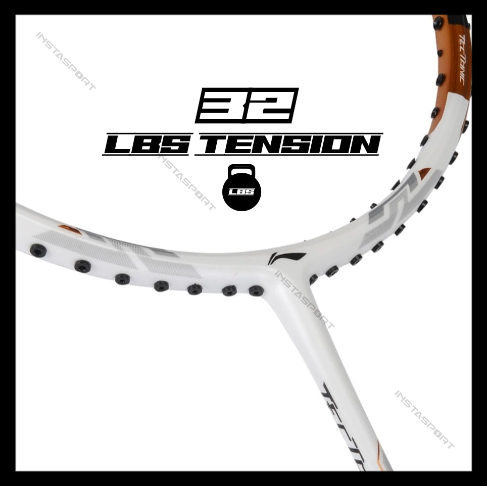 Li-Ning Tectonic 7 Badminton Racket Unstrung (White/Gold) - InstaSport