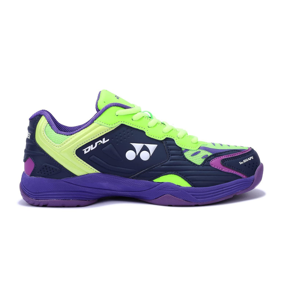 Yonex Dual Badminton Shoes for Men (Maritime Blue/Neon Lime/Electric Purple) - InstaSport