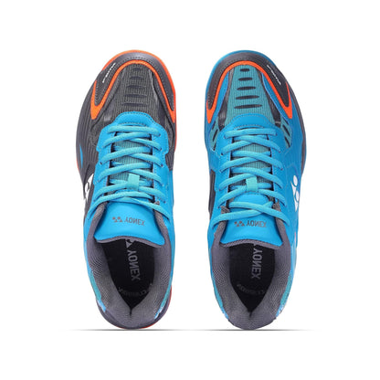 Yonex Dual Badminton Shoes for Men (Black/Aqua Blue/Warm Red) - InstaSport