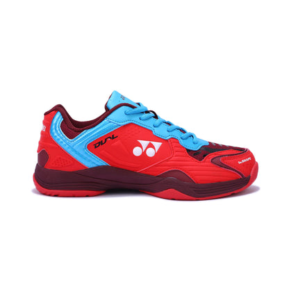 Yonex Dual Badminton Shoes for Men (Dark Wine/Red/Digital Aqua) - InstaSport