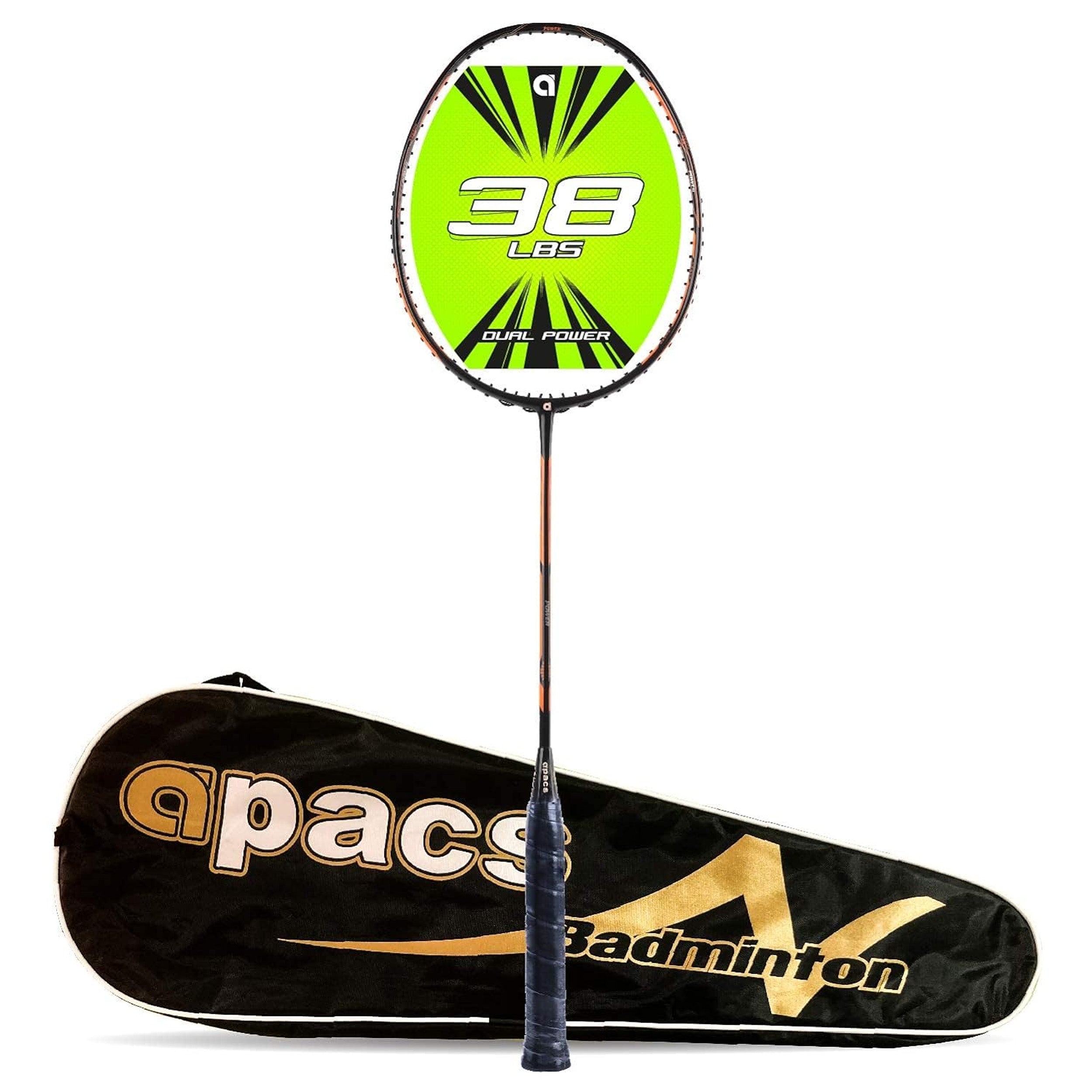 Apacs Dual Power & Speed Badminton Racket (Black/Green/Orange) - InstaSport