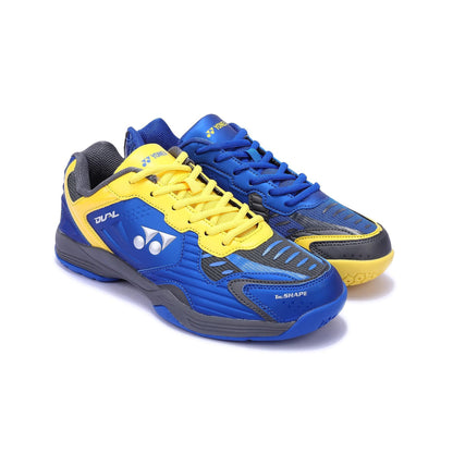 Yonex Dual Badminton Shoes for Men (Gun Metal/Cobalt/Honey Gold) - InstaSport