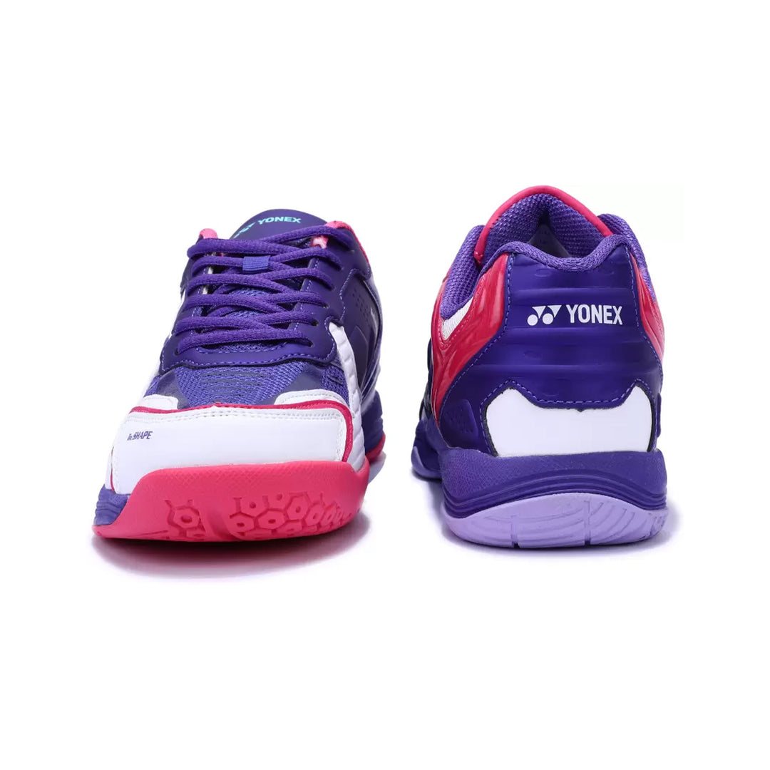 Yonex Dual Badminton Shoes for Men (White/Purple Velvet/Bright Orchid)