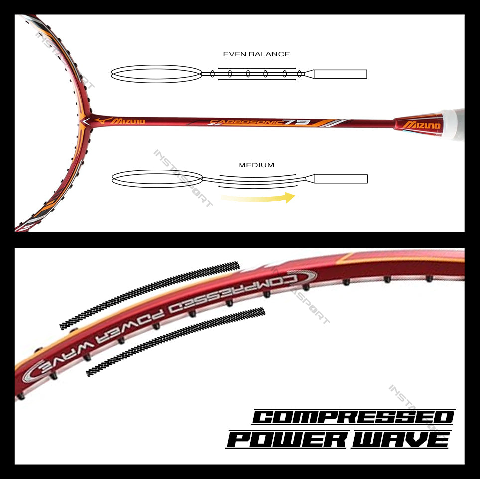 Mizuno Carbosonic 79 Red Badminton Racket - InstaSport