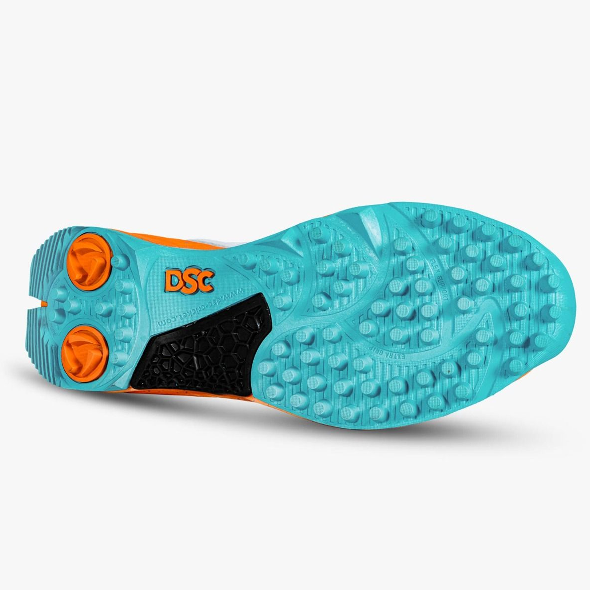 DSC Jaffa 22 Cricket Spike Shoes (White / Orange) - InstaSport