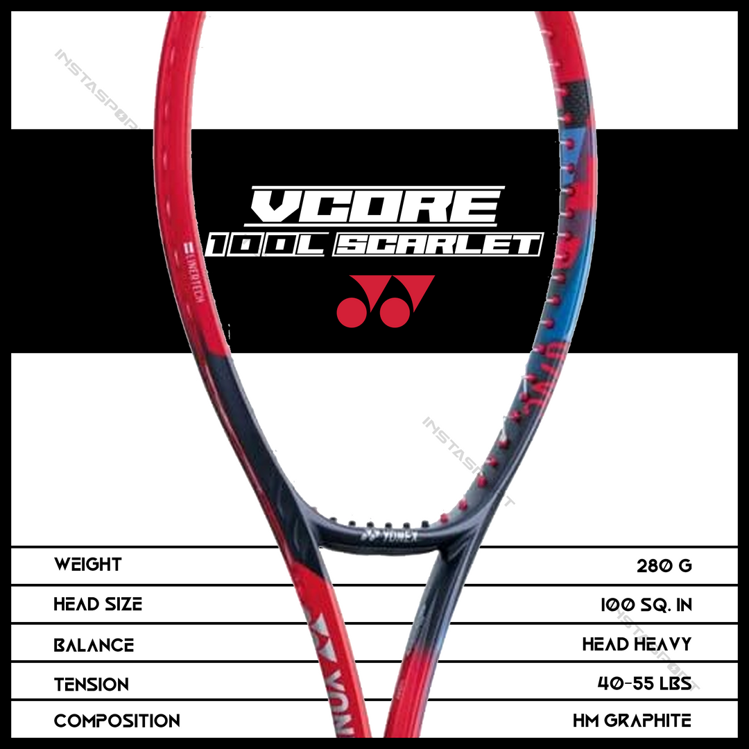 Yonex VCORE 100L Tennis Racquet (Scarlet) - InstaSport