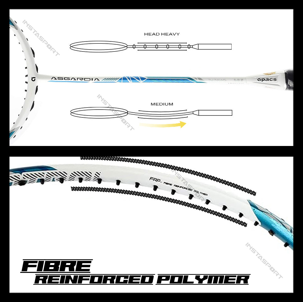 Apacs Asgardia Control Badminton Racket (White Blue) - InstaSport