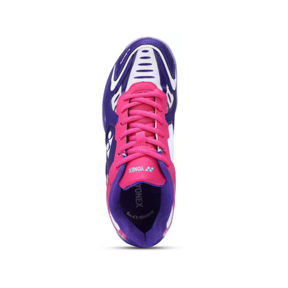 Yonex Dual Badminton Shoes for Men (White/Purple Velvet/Bright Orchid) - InstaSport