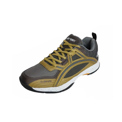 YONEX Tokyo Ultima Badminton Shoes for Men (Dark Brown/Bright Gold) - InstaSport