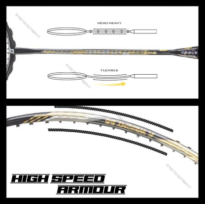 Apacs Feather Weight 55 Badminton Racket (Black/Gold) - InstaSport