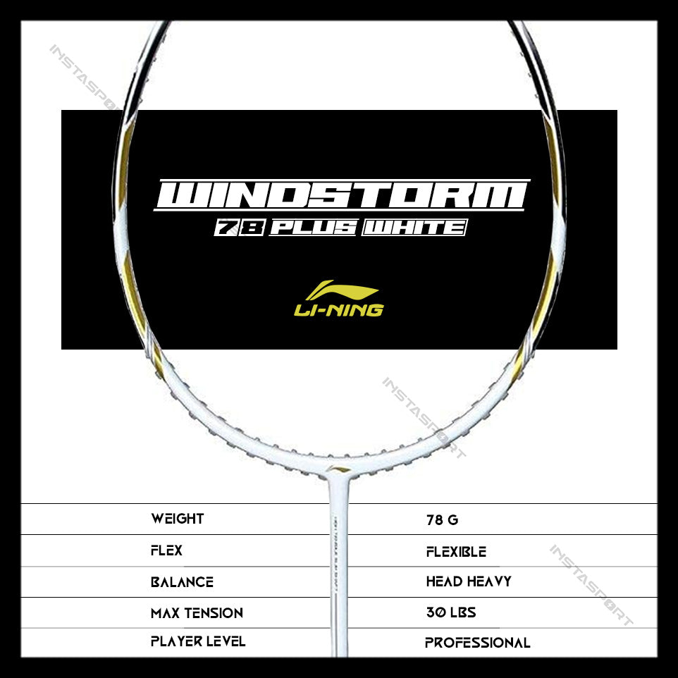 Li-Ning Windstorm 78+ (White) Badminton Racket - InstaSport