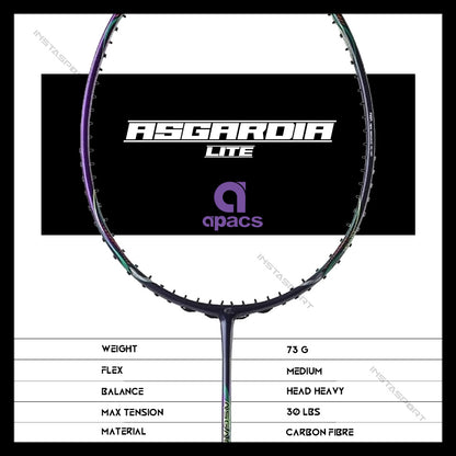 Apacs Asgardia Lite Badminton Racket (Purple Blue) - InstaSport