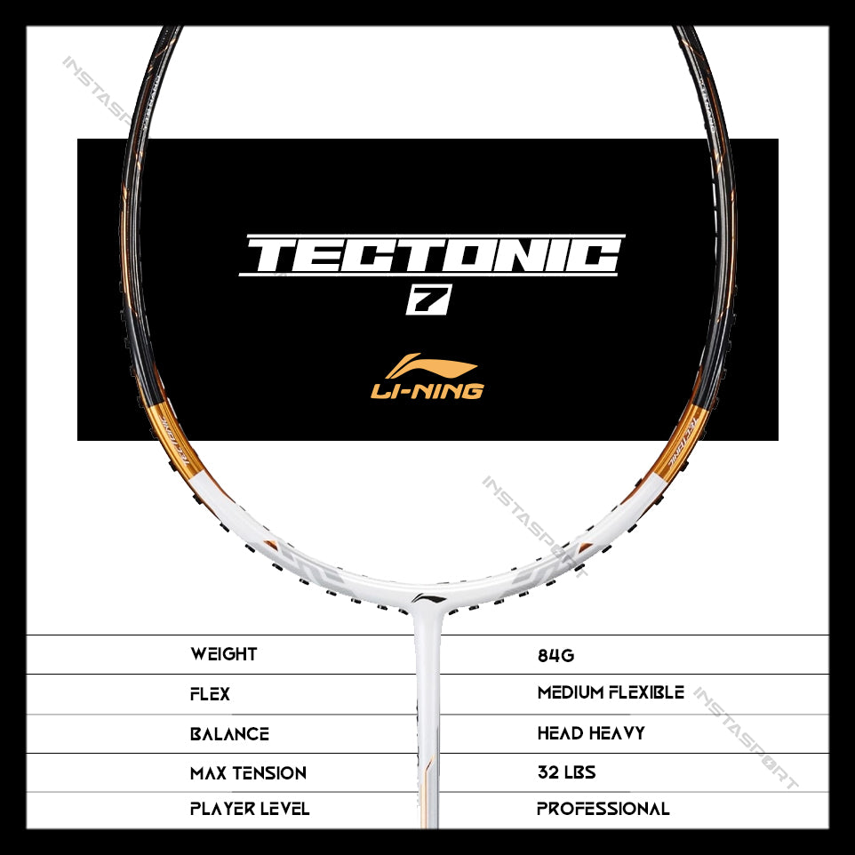 Li-Ning Tectonic 7 Badminton Racket Unstrung (White/Gold) - InstaSport