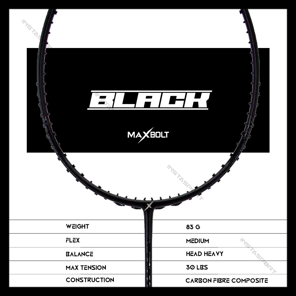 Maxbolt Black Badminton Racket - InstaSport