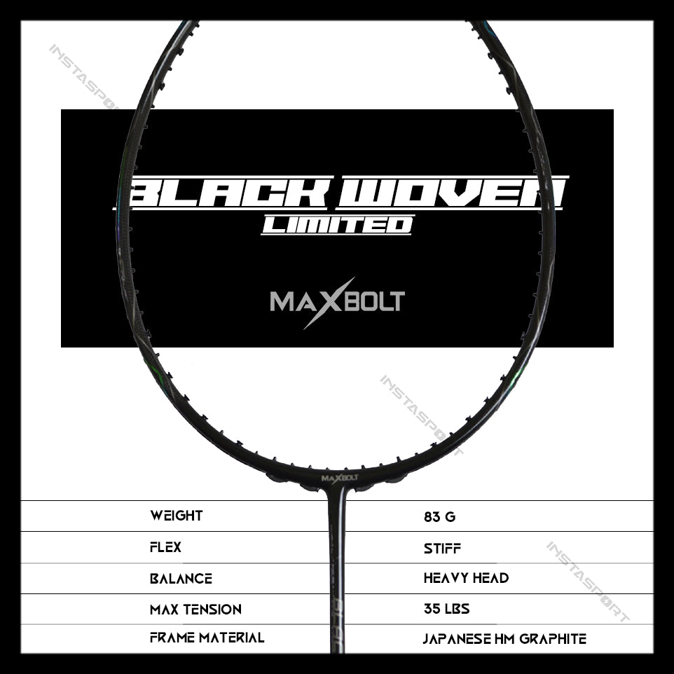 Maxbolt Black Woven Limited Badminton Racket - InstaSport