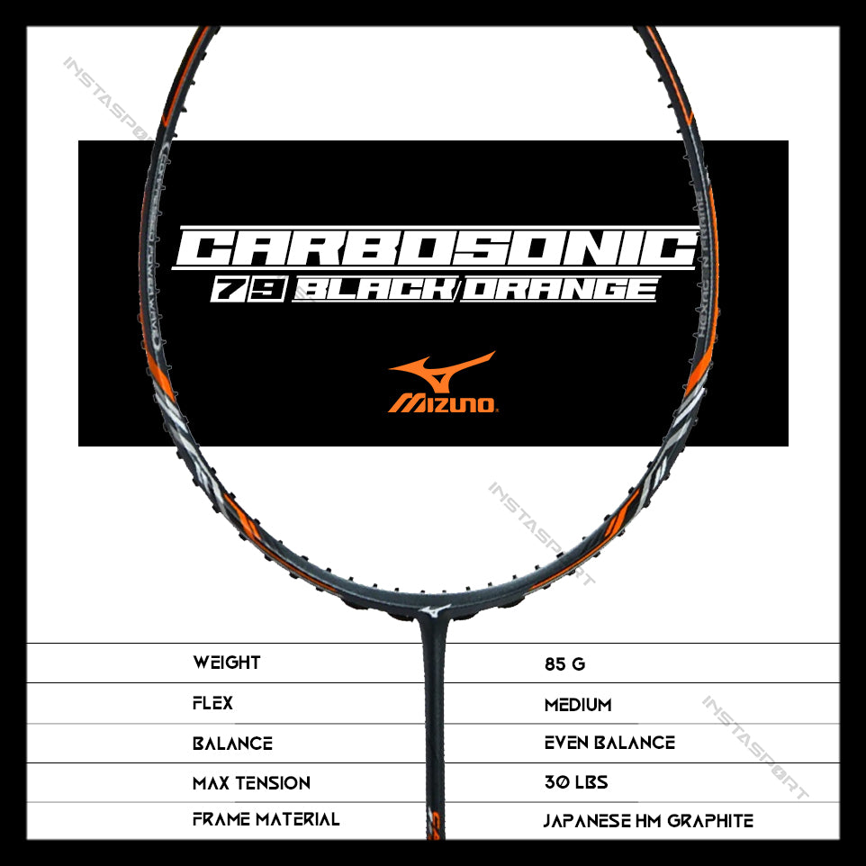 Mizuno Carbosonic 79 Black/Orange Badminton Racket - InstaSport