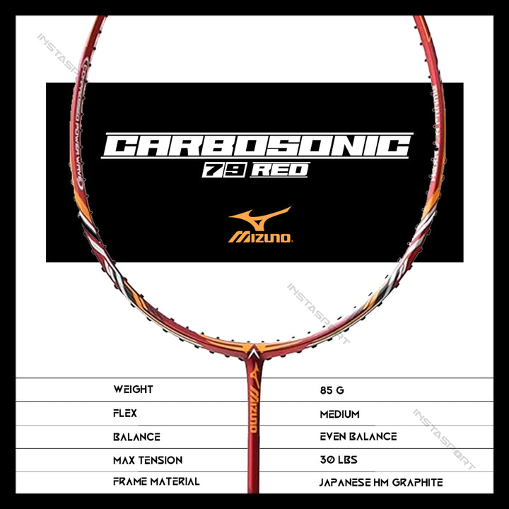 Mizuno Carbosonic 79 Red Badminton Racket - InstaSport