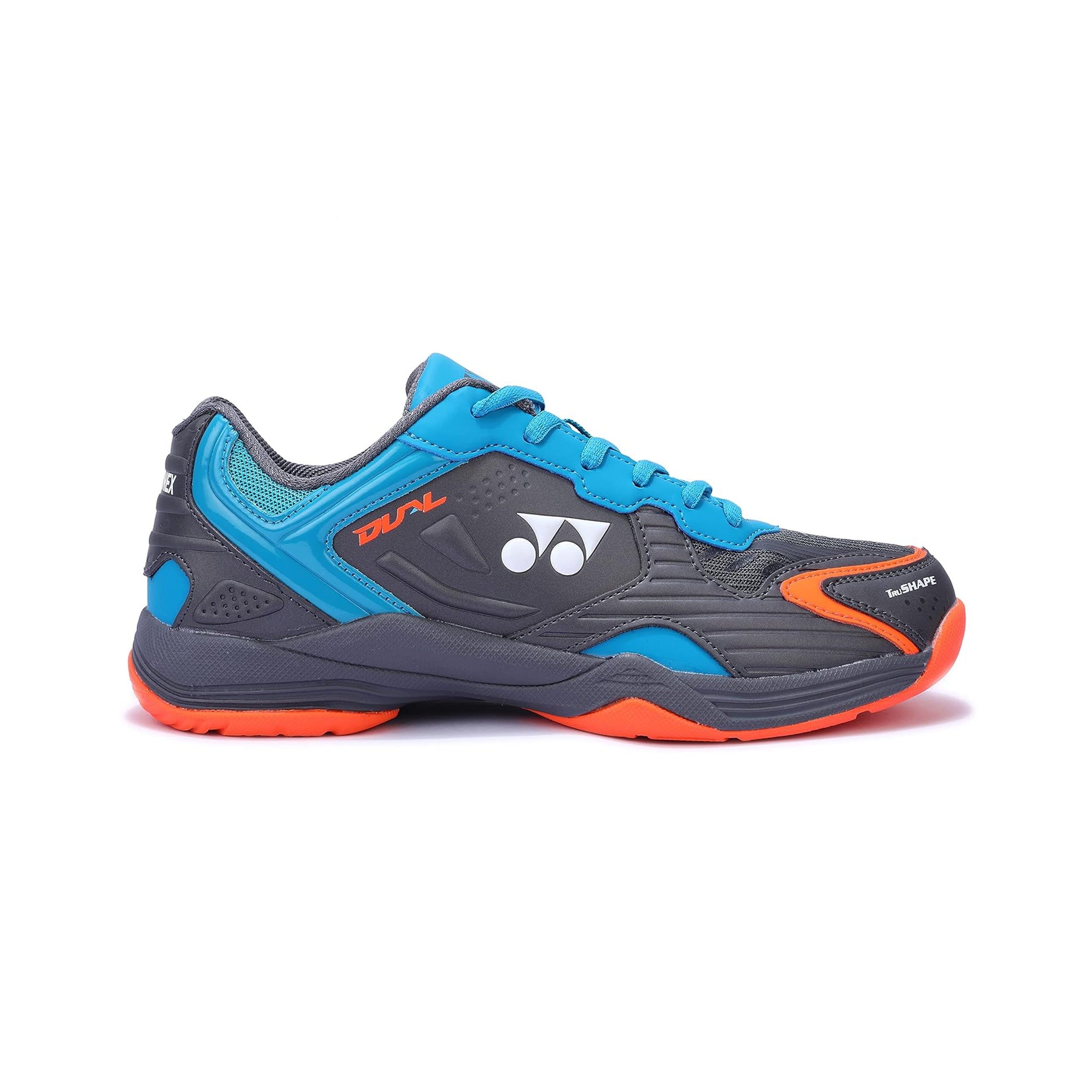 Yonex Dual Badminton Shoes for Men (Black/Aqua Blue/Warm Red) - InstaSport